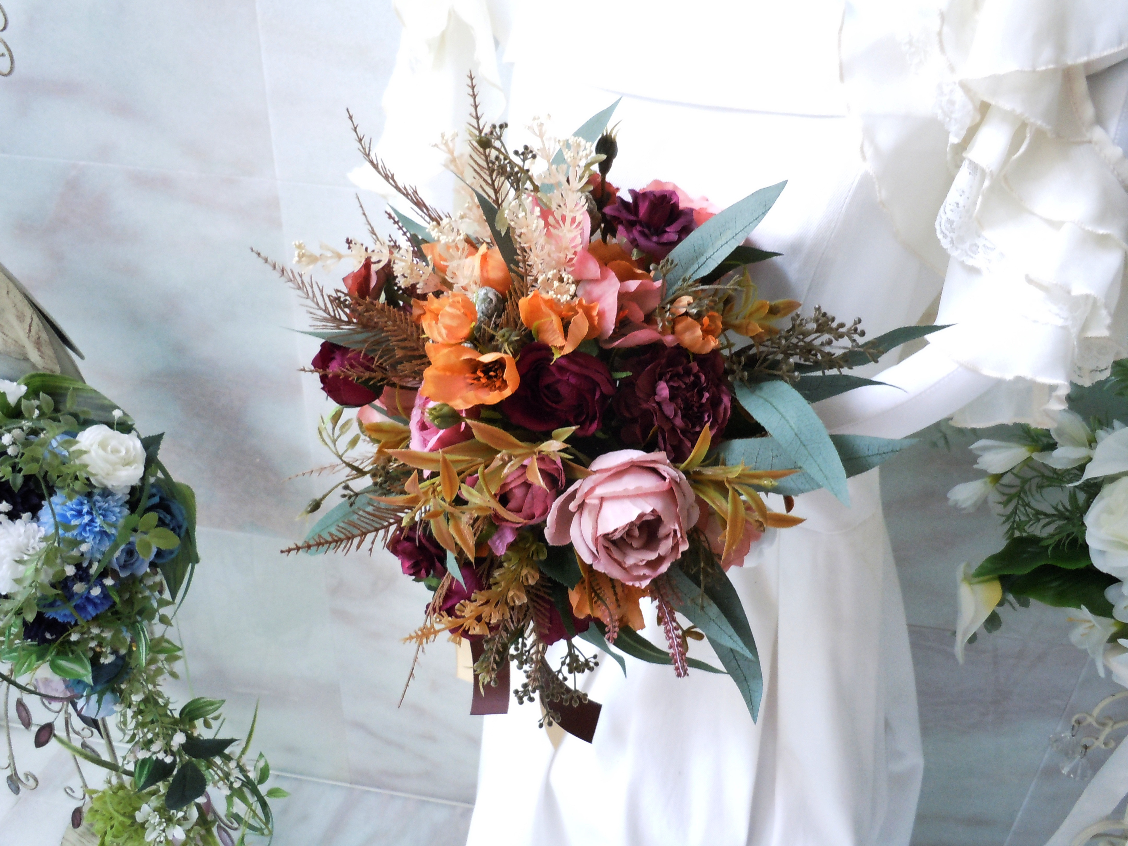 ◆クラシカルカラーのラウンドブーケ◆ブラウン モーヴ アースカラー ウエディングブーケ クラッチブーケ