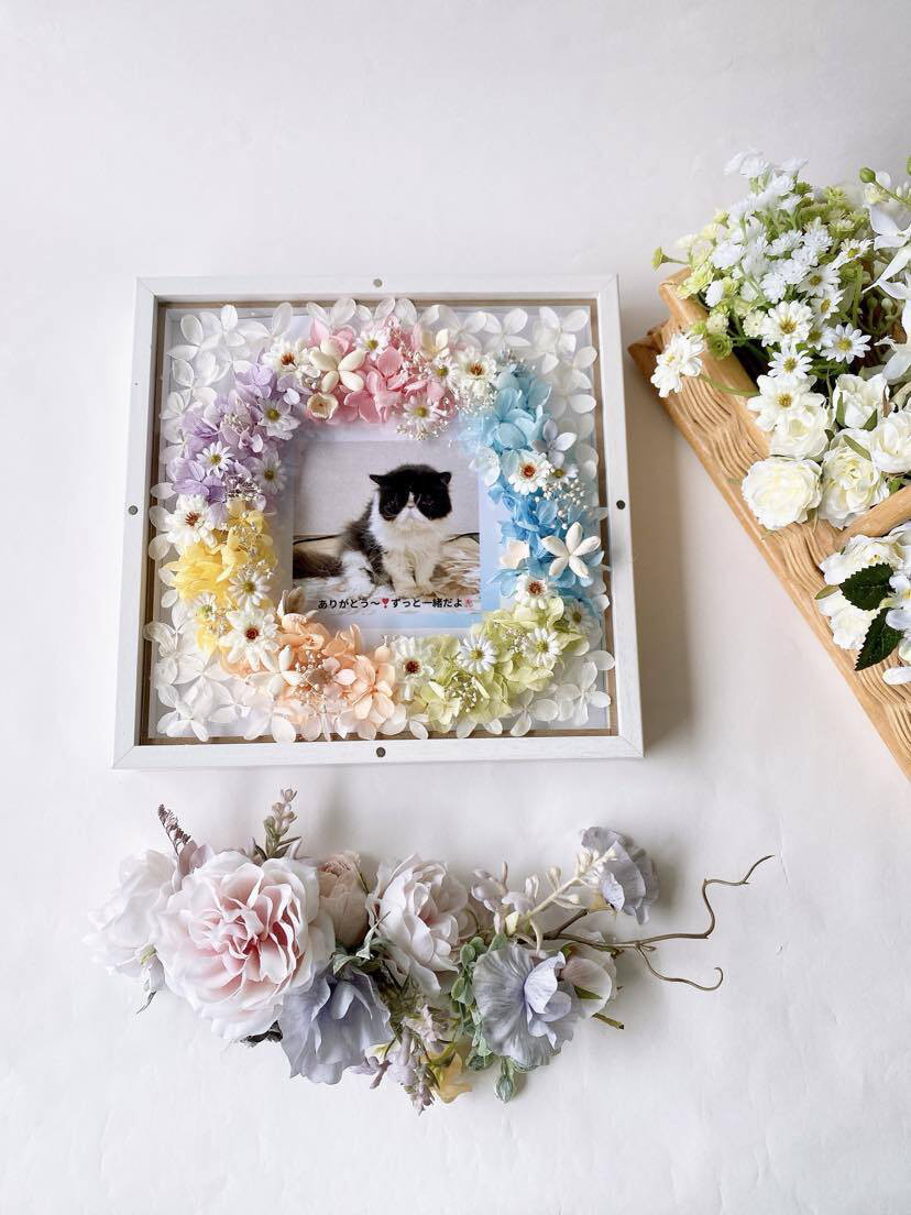 【HM-003】 うちの子の虹のお花畑フレーム｜名入れ・写真入りメモリアル｜虹の橋を渡った子への特別な想いを形に 7,220円