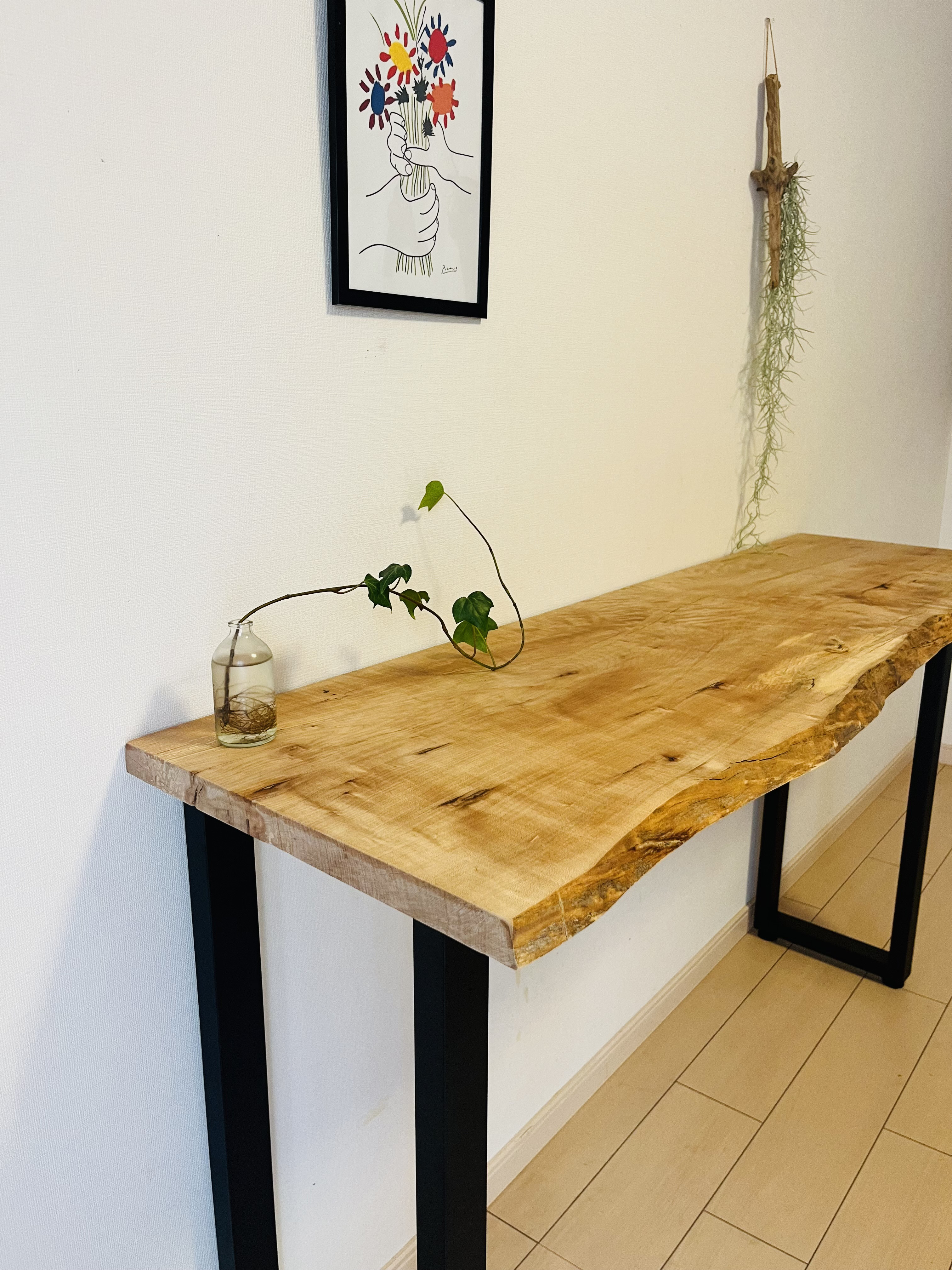 一枚板テーブル カウンターテーブル カエデの木 ハイテーブル