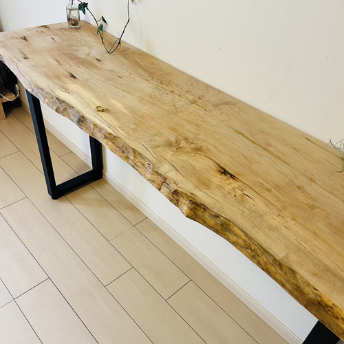 一枚板テーブル カウンターテーブル カエデの木 ハイテーブル