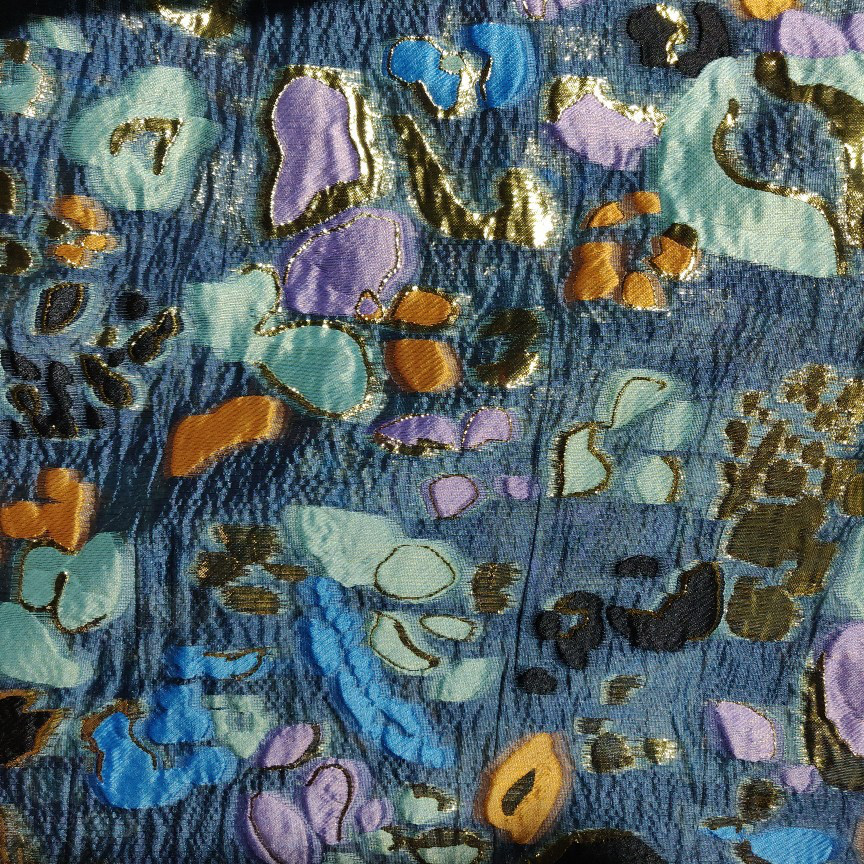 長さ2m ジャガード生地 オーガンジー 青 ドット柄 やや透明 可愛い 布 きじ ジャカード織り KJ637