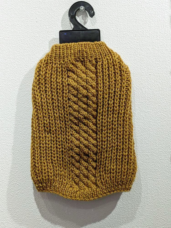 犬服♪(小型犬SS〜S)細目の毛糸でざっくり！裾ラウンド型アラン模様の手編みセーター 3枚目の画像