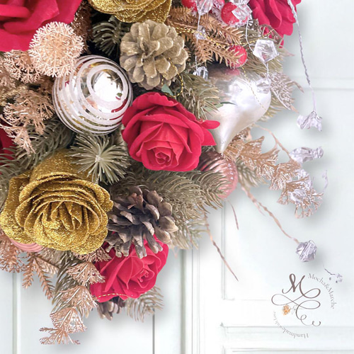ラグジュアリークリスマススワッグ／冬の華やぐ大人のクリスマスリース