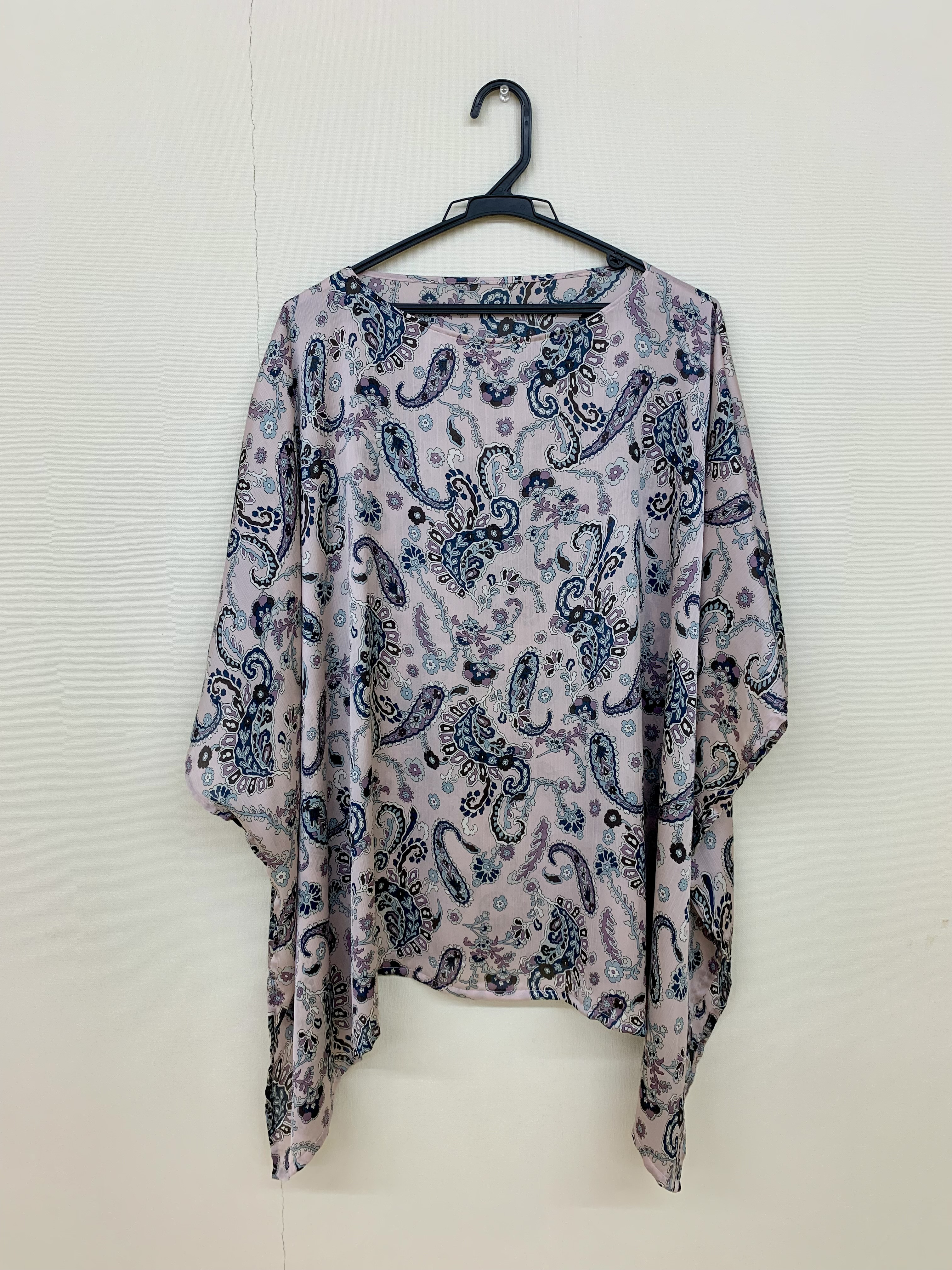 【お洗濯OK！直線裁ちポンチョ】 国産生地 poncho paisley pink