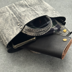 経年変化が楽しめる 三層タイプ トラッカーウォレット 長財布 ブラック  