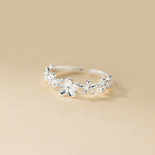 透かし花 ピンキーリング シルバー925 金属アレルギー対応 調整可能