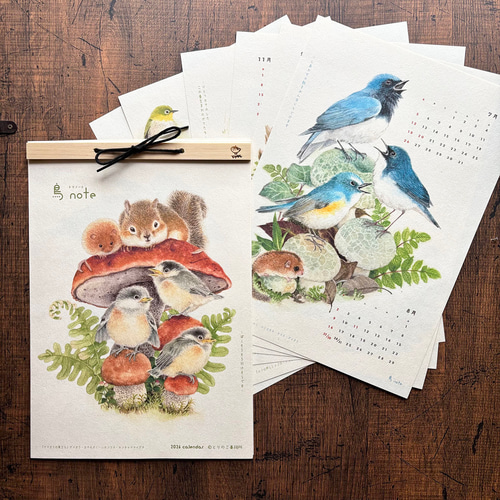 2026年カレンダー『鳥 note』（トリノート） カレンダー ふじいかずえ