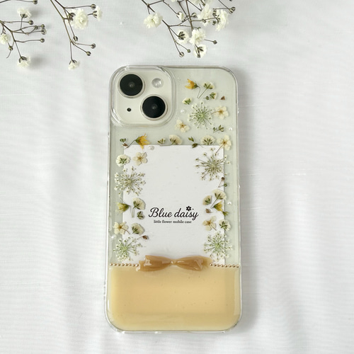 かすみ草 きらめくリボン iPhone17対応 iPhone Android スマホケース