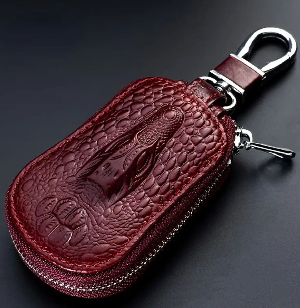 メンズ キーケース メンズ クロコダイル風 キーバッグ 牛革 かっこいい スマートキー 革 車 アウトドア 小型
