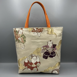 着物 帯 帯締め ハンドメイド トートバッグ リメイク 金 花