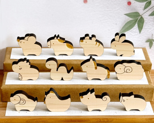 ちょこっと十二支【国産紀州熊野ひのき使用】 木製 お正月 飾り 新年