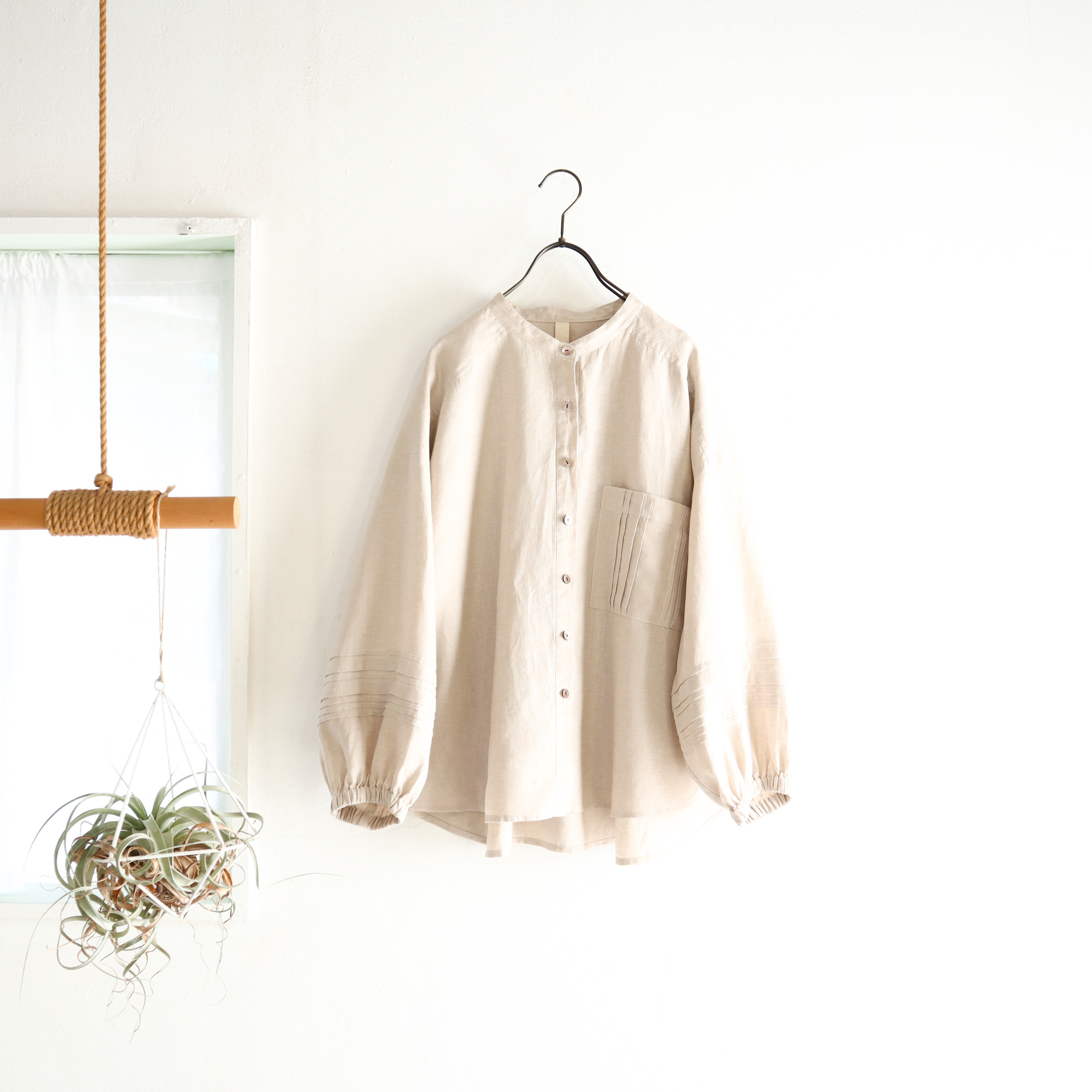 french linen tuck tuck blouse (greige)