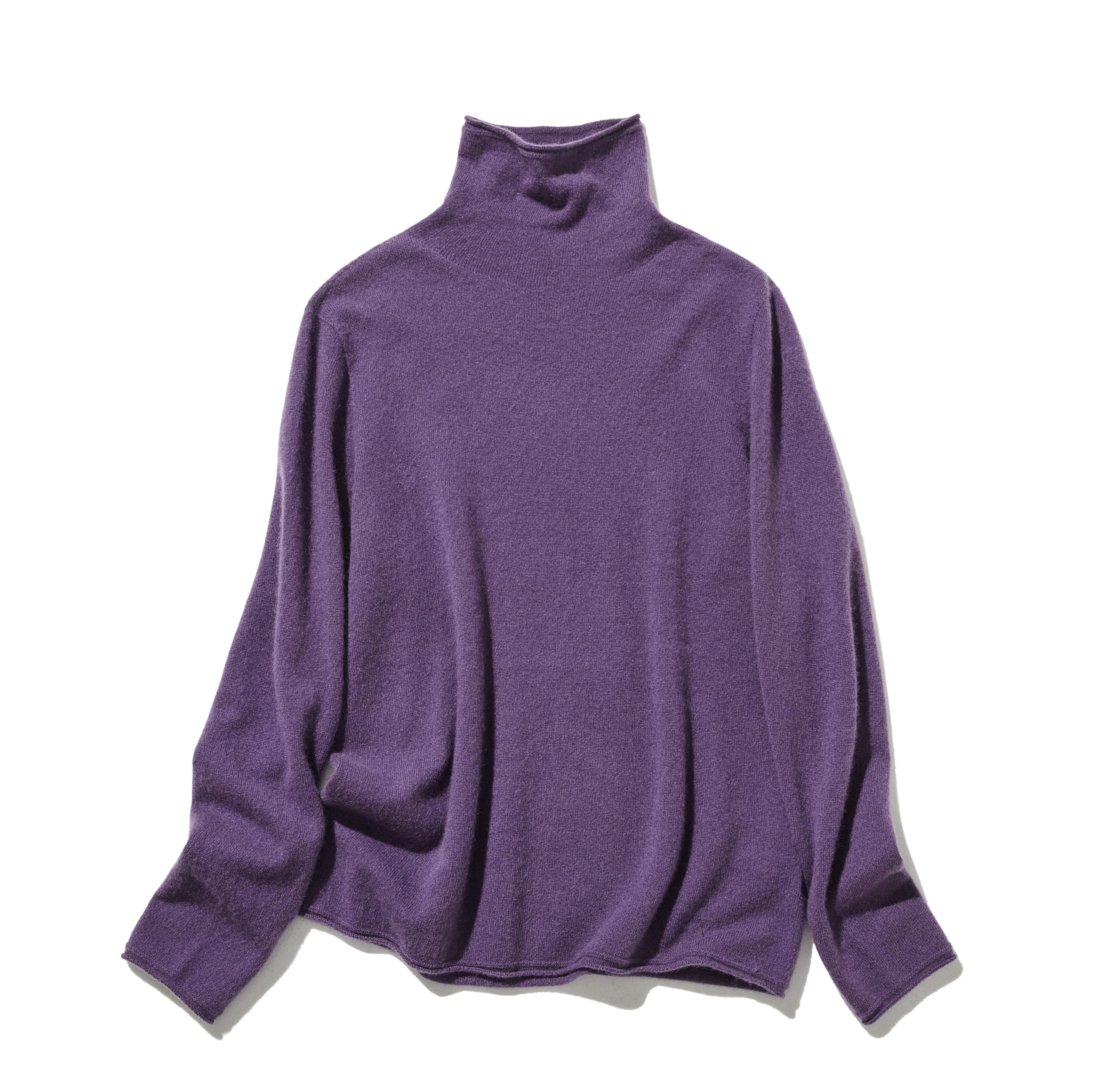 ★2025新色★やわらかい繊維から生まれる最高の心地良さ　カシミヤ100％　ハイネック パープル　231109-10