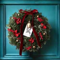 オレゴン産のフレッシュクリスマスリース 本場のモミの木 30センチ