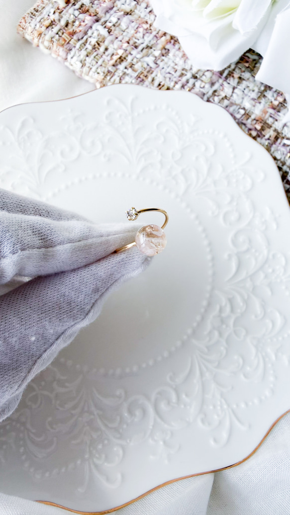 天然寶石家庭戒指，粉晶，可疊戴，生日禮物，2025年冬季生辰石 第2張的照片