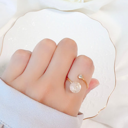 天然寶石家庭戒指，粉晶，可疊戴，生日禮物，2025年冬季生辰石 第1張的照片