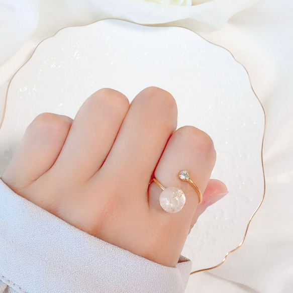 天然寶石家庭戒指，粉晶，可疊戴，生日禮物，2025年冬季生辰石 第1張的照片