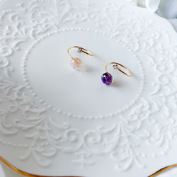 天然寶石家庭戒指，粉晶，可疊戴，生日禮物，2025年冬季生辰石 第4張的照片