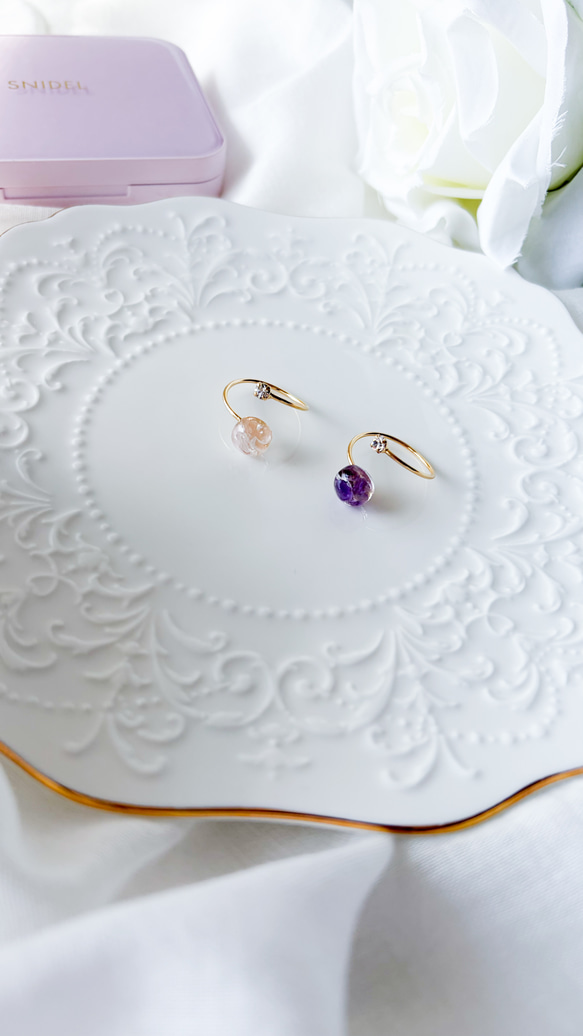 天然寶石家庭戒指，粉晶，可疊戴，生日禮物，2025年冬季生辰石 第4張的照片