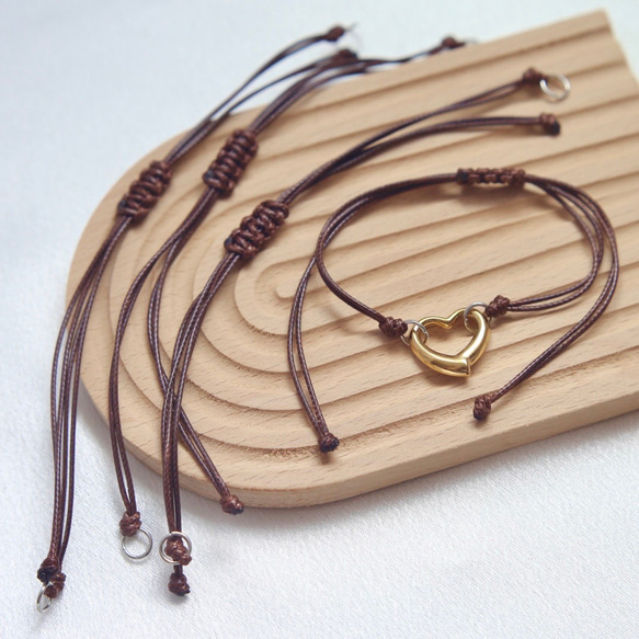 革紐風 ブレスレット ダークブラウン マルカン付き サイズ調整可