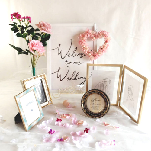 ウェルカムスペース 小物セット 結婚式 プリザーブドフラワーのピンク