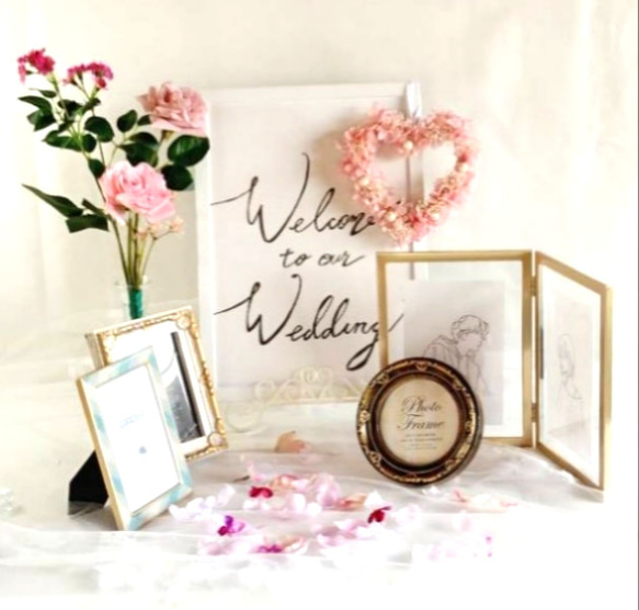 ウェルカムスペース 小物セット 結婚式 プリザーブドフラワーのピンク