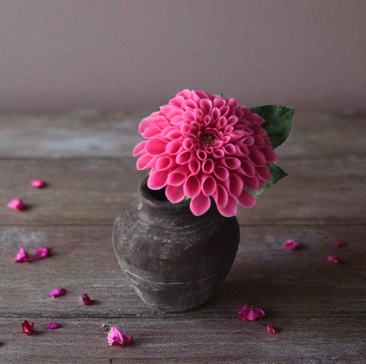 ◆粘土のお花◆　ダリア　赤紫　D1320