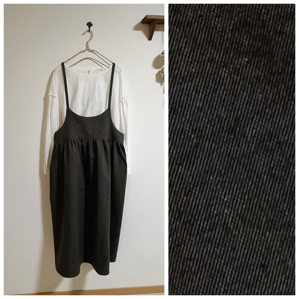 綿スペックワンピースチャコールグレー 1枚目の画像