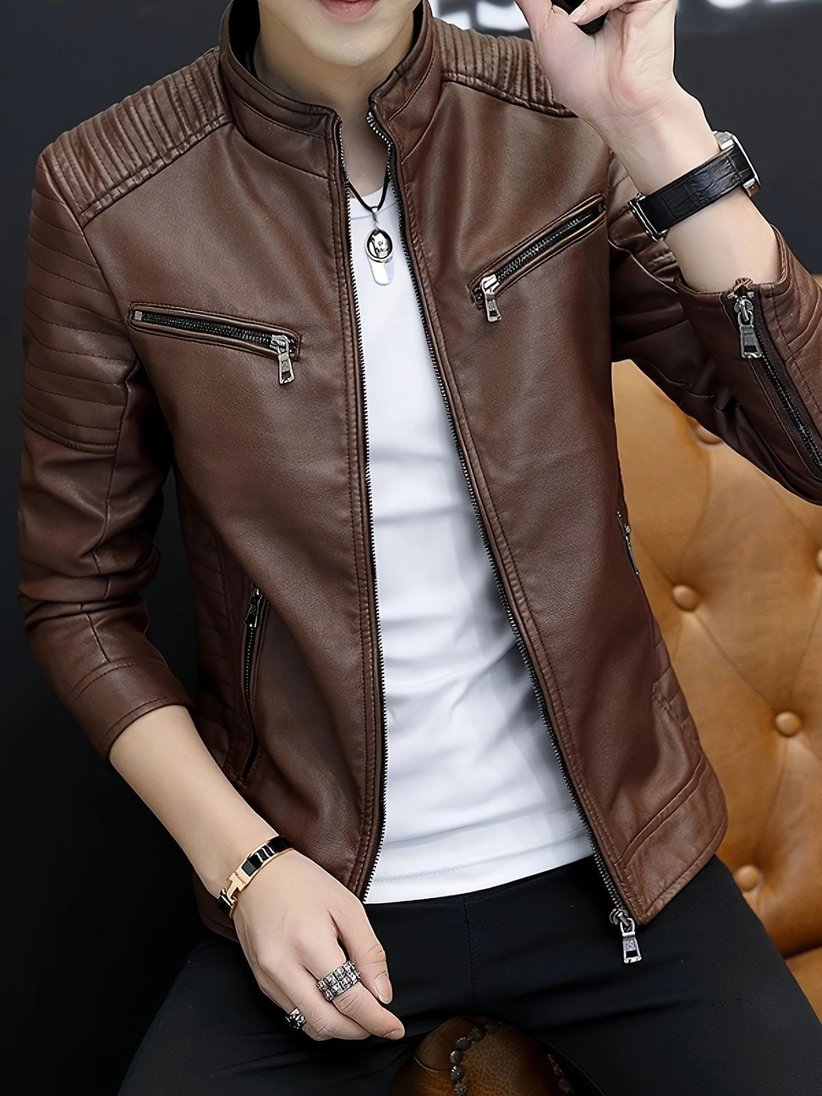 ジャケット レザージャケット メンズ ライダースジャケット バイクウェア コート秋服 防寒 防風 ブルゾン 無地 長袖