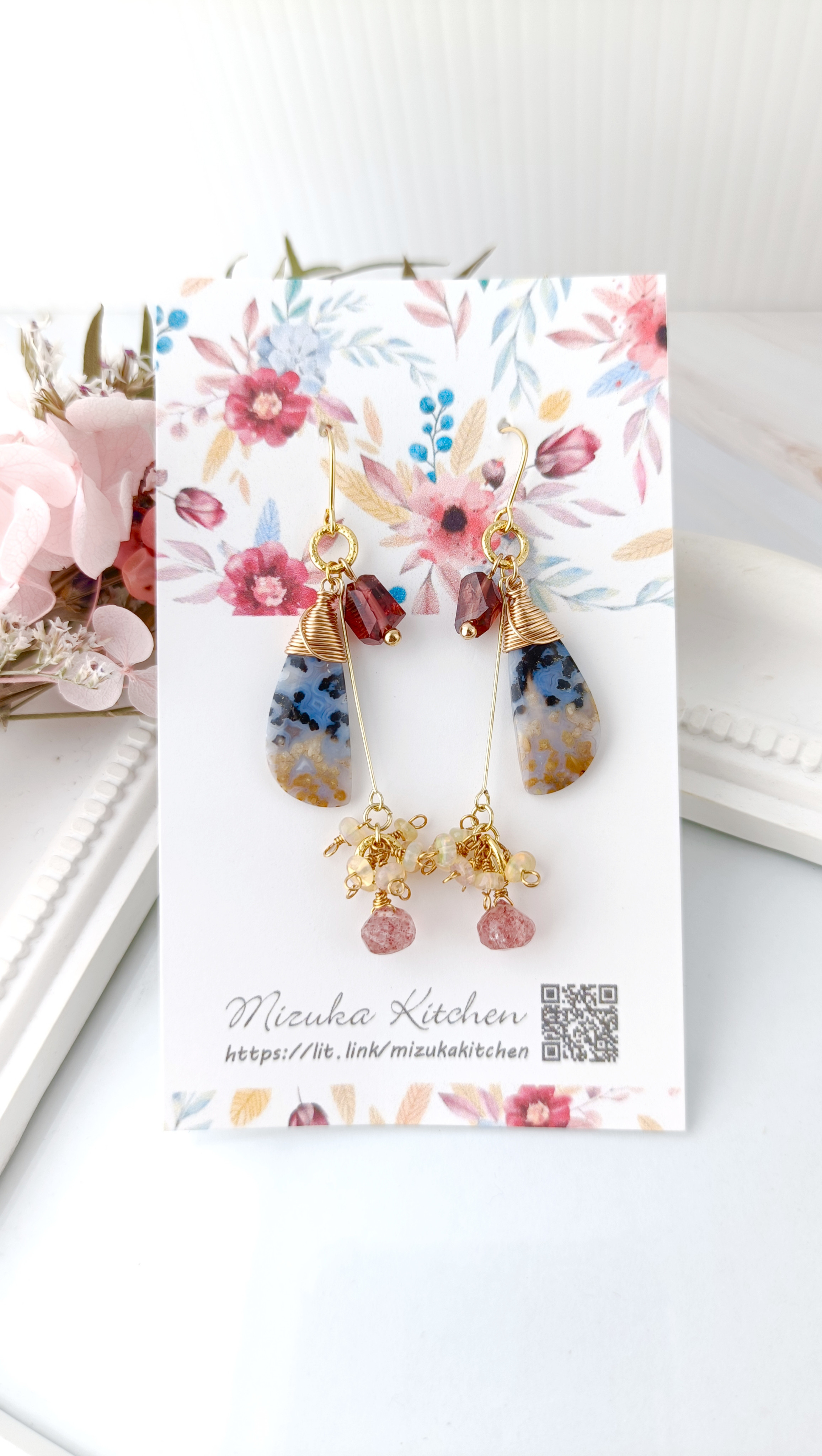 パームルート・フォッシル（ヤシの木の化石）揺れる耳飾り