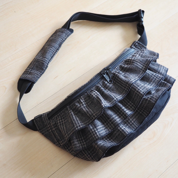 グレンチェックのフリルショルダー(L）/ウールツイード素材【受注生産】 12枚目の画像