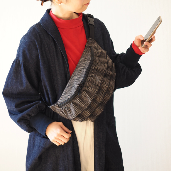 グレンチェックのフリルショルダー(L）/ウールツイード素材【受注生産】 10枚目の画像