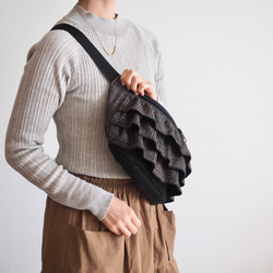 グレンチェックのフリルショルダー(L）/ウールツイード素材【受注生産】 4枚目の画像