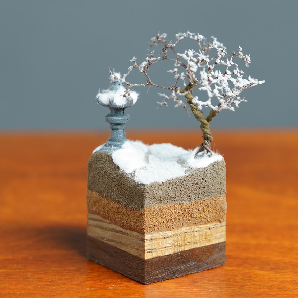テラリウムブロック 石灯籠と小道 冬 2枚目の画像