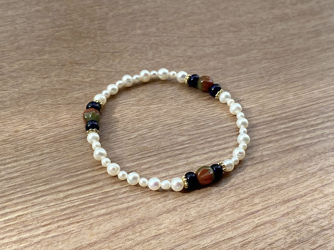 ブラウン＆グリーン ヴィンテージ パール ブレスレット