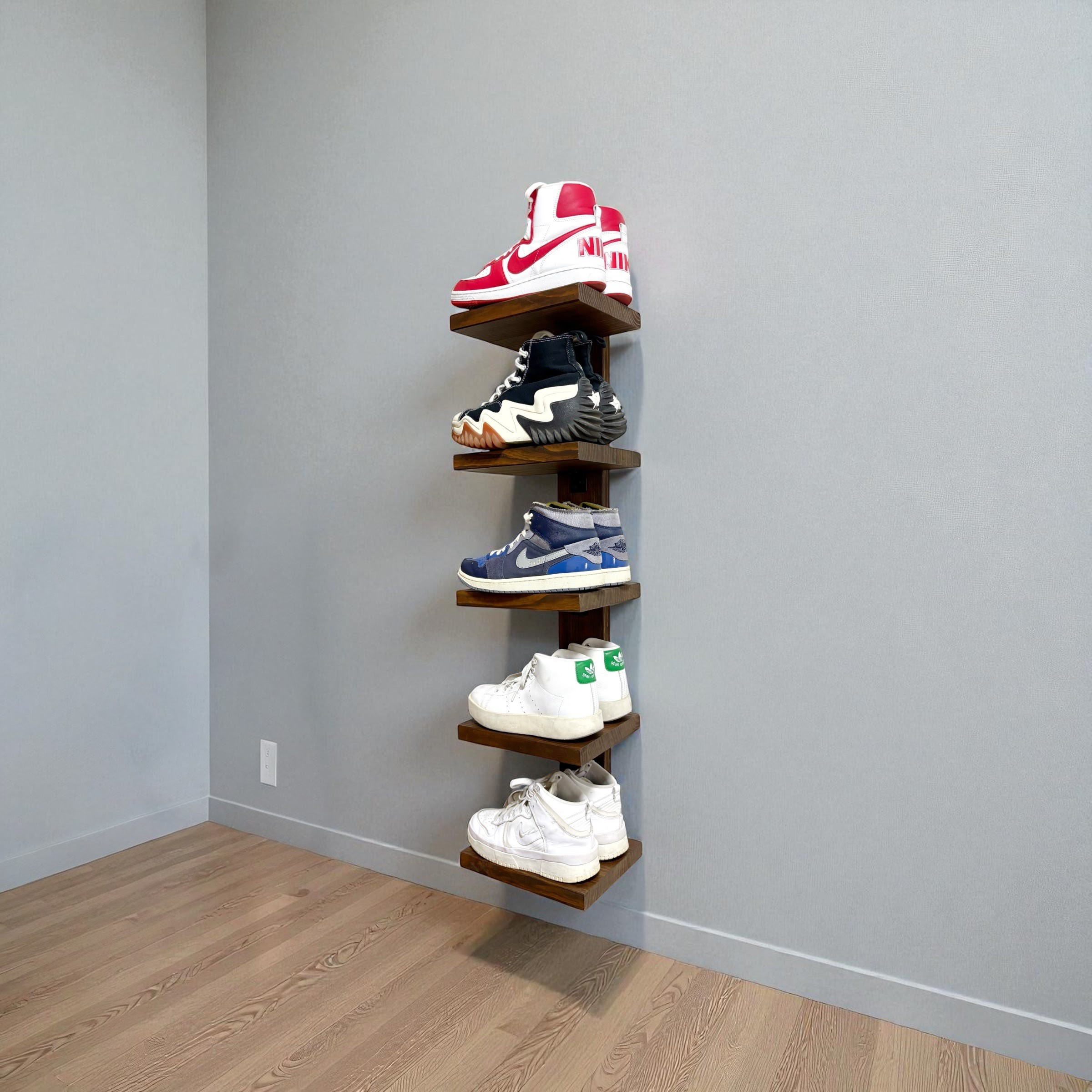 押しピンの穴で取り付け　25kgまで　シューズラック　スニーカーラック 　ショップ風ディスプレイラック
