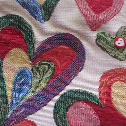 オランダ生地　ハートの愛いっぱいポーチ　ハートのボタン付き　通帳入れ　コスメいれ 3枚目の画像