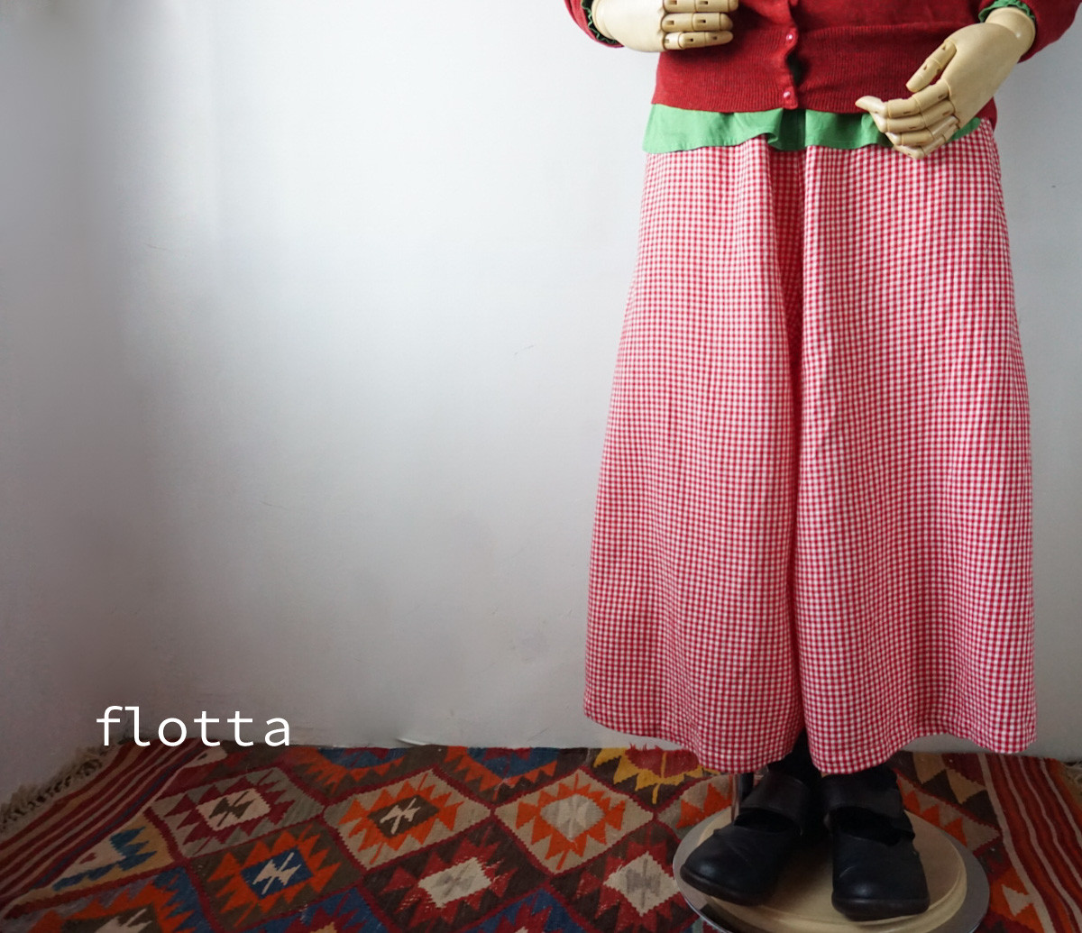 ギンガムチェックなキュロットガウチョパンツ（Wガーゼ）