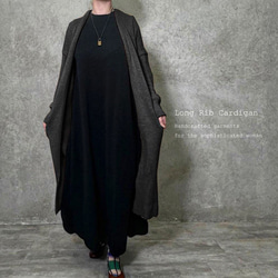 【予約12月中旬】ざっくりトッパー「ゆったりロングノーカラーカーディガン」 厚手 オーバーサイズ ブラック 2枚目の画像
