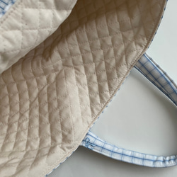 リボン　刺繍　チェック　レッスンバック　トートバック入園入学 3枚目の画像