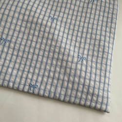 リボン　刺繍　チェック　レッスンバック　トートバック入園入学 5枚目の画像