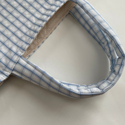 リボン　刺繍　チェック　レッスンバック　トートバック入園入学 4枚目の画像