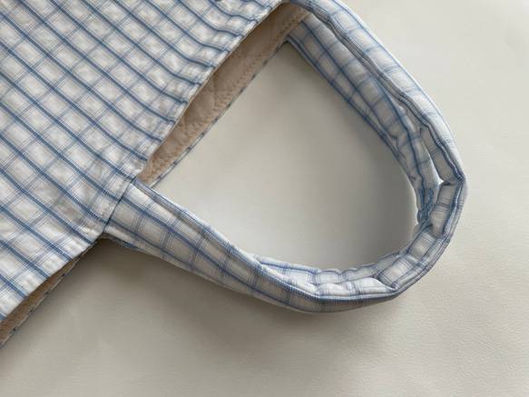 リボン　刺繍　チェック　レッスンバック　トートバック入園入学 4枚目の画像