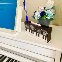 ブルー】ピアノ鍵盤☆ウェルカムボード プレート トールペイント 音符