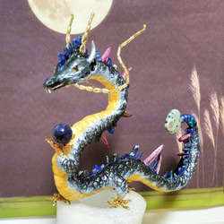 銀龍の親子 縁起物 オブジェ 龍の置物 その他置物 keokeo 通販