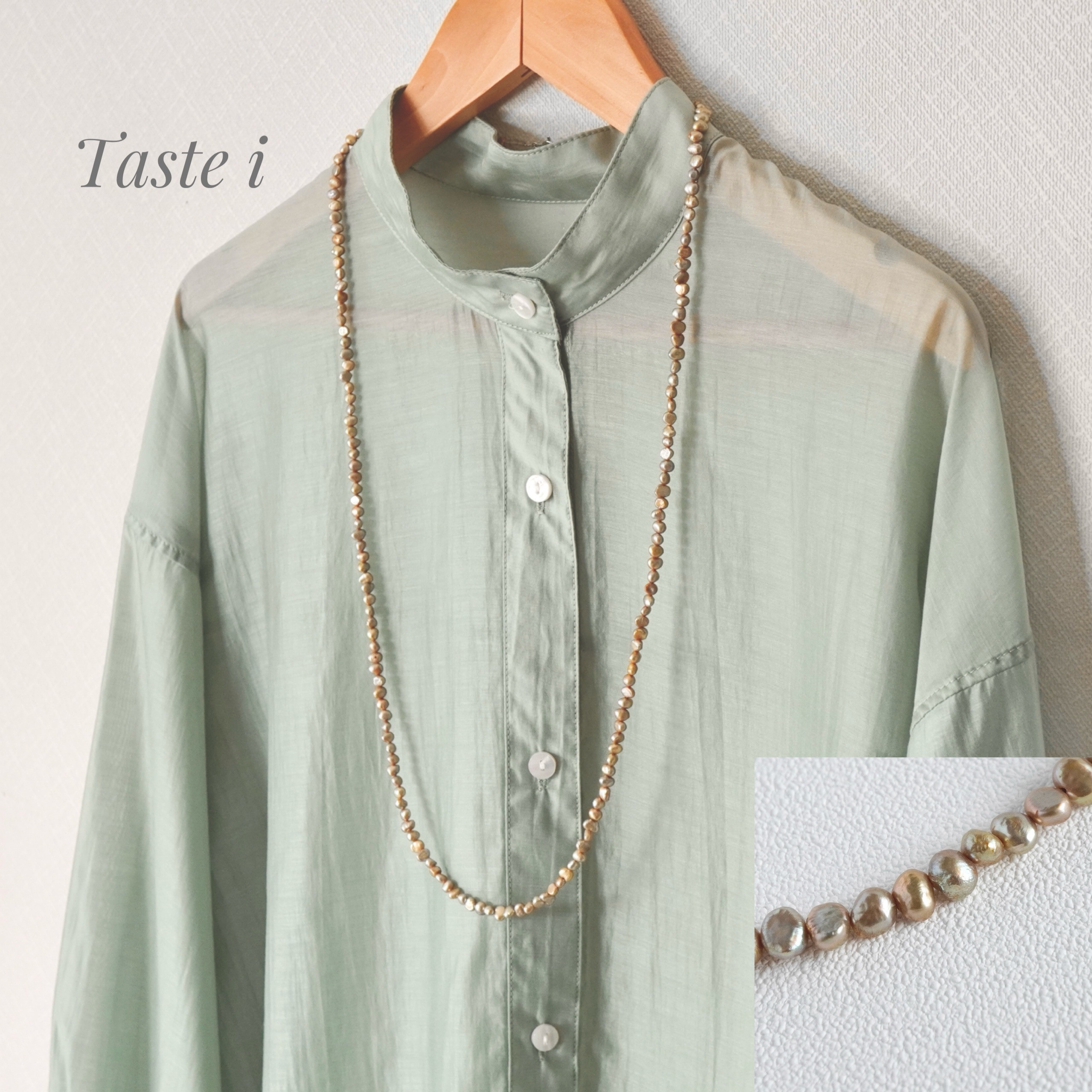 【大人テイスト】淡水シャンパンカラーパールのロングネックレス　シルバー925〔20233〕