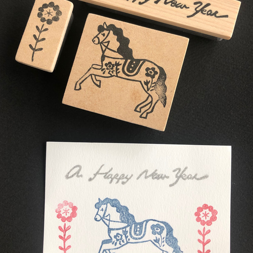 手作り年賀状！来年の干支 馬のレトロセット♡消しゴムはんこ eraser
