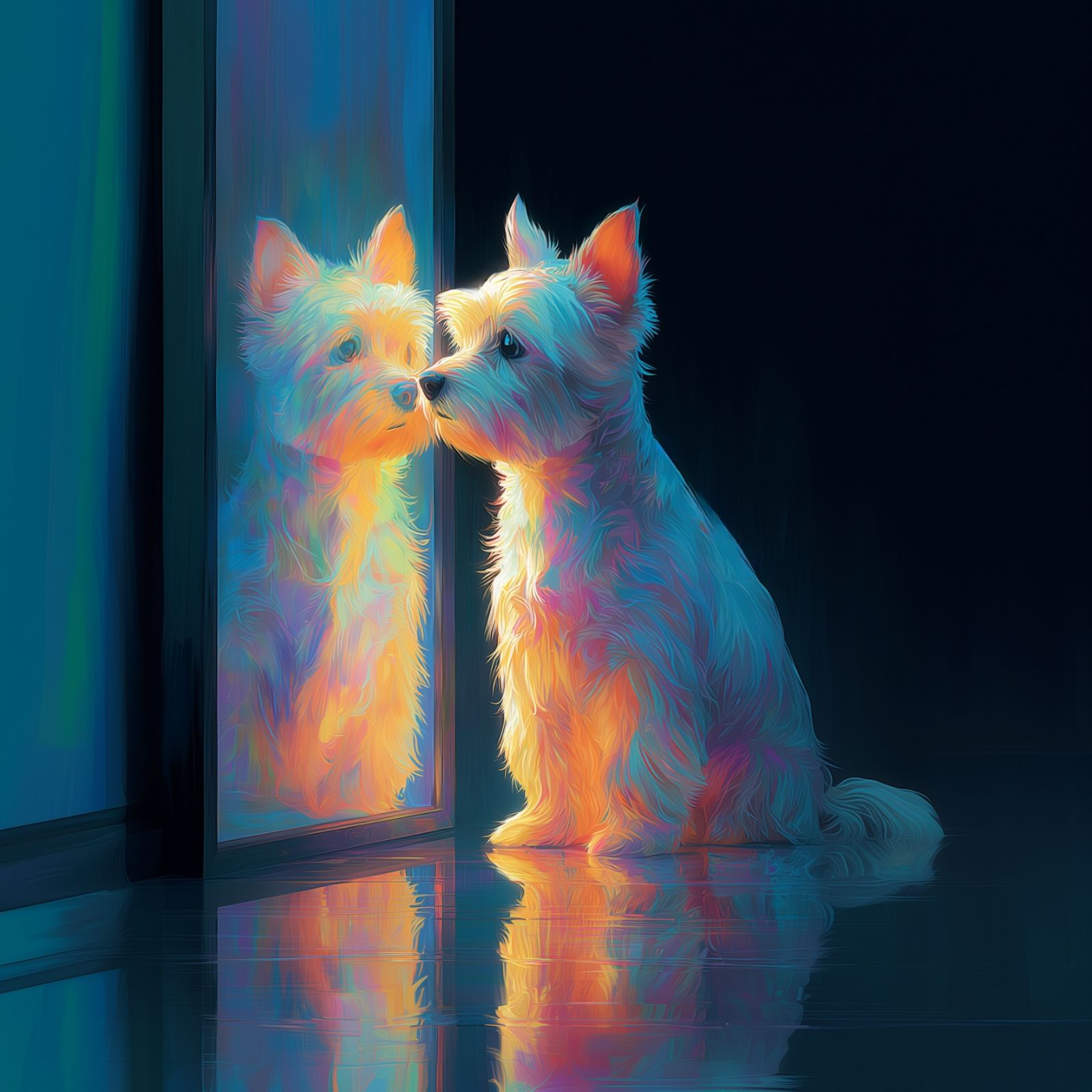 名入れOK【リフレクション - ヨークシャーテリア・ヨーキー犬 No.3】アートポスター ペットロス うちの子記念日