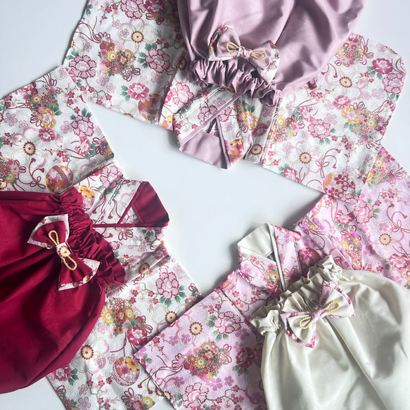 【即納】選べる桜と鞠柄のベビー袴　70-80 お食い初め/初節句 1枚目の画像