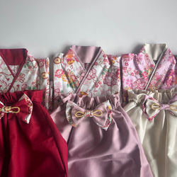 【即納】選べる桜と鞠柄のベビー袴　70-80 お食い初め/初節句 2枚目の画像